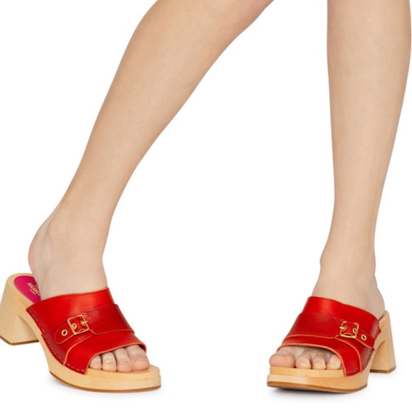 NEW Tuckernuck Swedish Hasbeens Preppy Red Slip Ins Clogs Size 38 - Picture 3 of 13